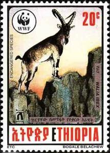 Stamp, Ethiopian ibex (Capra ibex walie), Ethiopia,  , Mammals, Animals (Fauna)
