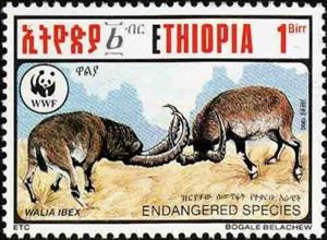Stamp, Ethiopian ibex (Capra ibex walie), Ethiopia,  , WWF