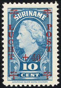 Stamp, Queen Wilhelmina (overprinted), Suriname,  