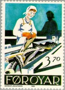 Stamp, Cleaning and sorting, Faroe Islands,  , Fishery