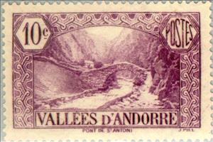 Stamp, Bridge of St. Antoni, Andorra, French Administration,  , Landscapes, Bridges