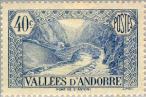 Stamp, Bridge of St. Antoni, Andorra, French Administration,  , Landscapes, Bridges