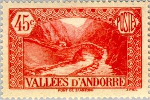 Stamp, Bridge of St. Antoni, Andorra, French Administration,  , Landscapes, Bridges