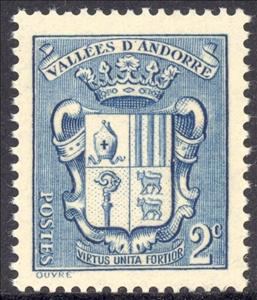 Stamp, Coat of arms of Andorra, Andorra, French Administration,  , Heraldic Animals, Coats of Arms
