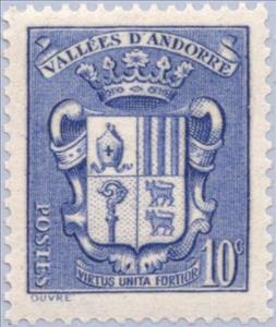 Stamp, Coat of arms of Andorra, Andorra, French Administration,  , Heraldic Animals, Coats of Arms