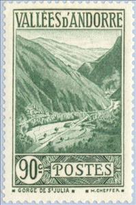 Stamp, Gorge of St. Julià, Andorra, French Administration,  , Landscapes, Mountains