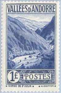 Stamp, Gorge of St. Julià, Andorra, French Administration,  , Landscapes, Mountains