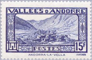 Stamp, Andorra la Vella, Andorra, French Administration,  , Landscapes, Mountains
