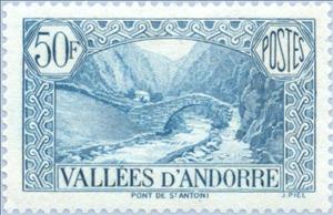 Stamp, Bridge of St. Antoni, Andorra, French Administration,  , Landscapes, Bridges