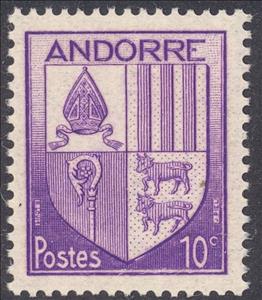 Stamp, Coat of arms, Andorra, French Administration,  , Heraldic Animals, Coats of Arms