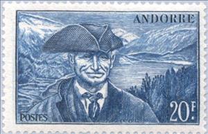 Stamp, Councillor, Andorra, French Administration,  , Landscapes, Famous People, Mountains