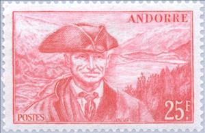 Stamp, Councillor, Andorra, French Administration,  , Landscapes, Famous People, Mountains