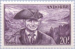 Stamp, Councillor, Andorra, French Administration,  , Landscapes, Famous People, Mountains
