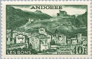 Stamp, Les Bons, Andorra, French Administration,  , Landscapes, Houses, Buildings