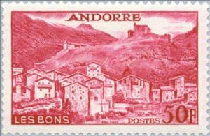 Stamp, Les Bons, Andorra, French Administration,  , Landscapes, Houses, Buildings
