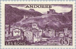 Stamp, Les Bons, Andorra, French Administration,  , Landscapes, Houses, Buildings