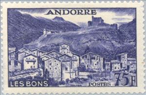 Stamp, Les Bons, Andorra, French Administration,  , Landscapes, Houses, Buildings