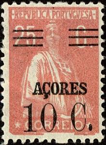 Stamp, Ceres - Overprint, Azores,  