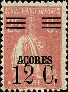 Stamp, Ceres - Overprint, Azores,  