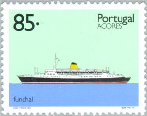Stamp, Ships, Azores,  , Passenger-ships, Ships, Vehicles