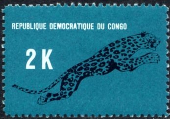 Stamp, Leopard (Panthera pardus), Congo, Democratic Republic (Kinshasa),  , Mammals, Leopards, Animals (Fauna)