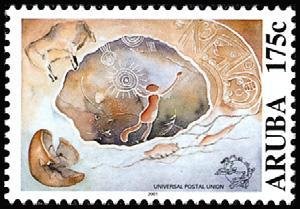 Stamp, International Year of the Dialogue of Civilisation, Aruba,  , Caves, International Years, Rock Art and Cave Paintings