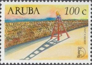 Stamp, Analphabetism, Aruba,  