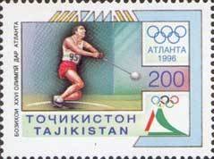 Stamp, Throwing the hammer, Tajikistan,  , Olympic Games