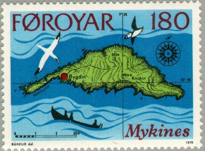 Island Mykines, map