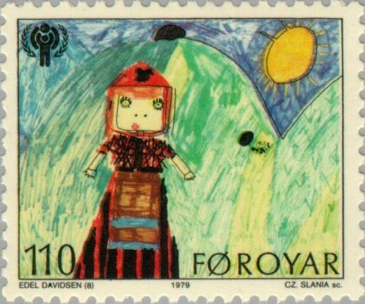 Child art, girl in folk costume