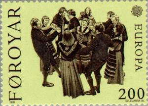 Stamp, EUROPA / C.E.P.T.: Folklore and Feasts, Faroe Islands,  , Postal Services, Postal Unions, Culture, C.E.P.T., Europe, Dance, Suits and Costumes