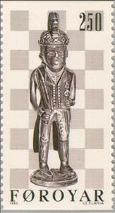 Stamp, Chess figures, Faroe Islands,  , Sport, Chess