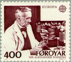 Stamp, EUROPA / C.E.P.T.: Great achievements of Human genius, Faroe Islands,  , Famous People, C.E.P.T., Europe, Medical Science, Nobel Laureates