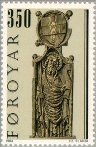 Stamp, Church chairs - Olafchurch in Kirkjubour (II), Faroe Islands,  , Sculptures, Culture, Religion, Middle Ages