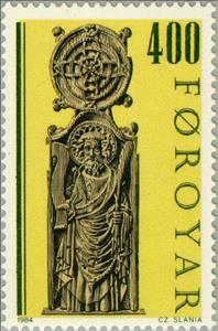 Stamp, Church chairs - Olafchurch in Kirkjubour (II), Faroe Islands,  , Sculptures, Culture, Religion, Middle Ages