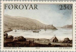 Stamp, Landscapes (painting of Edward Dayes), Faroe Islands,  , Landscapes, Paintings