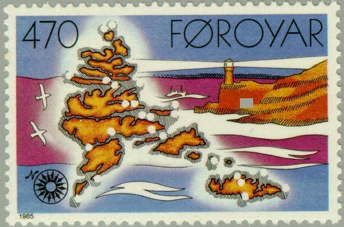 Map of locations, stylized lighthouse