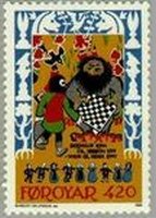 Stamp, Peasant Meets Giant, Faroe Islands,  , Chess