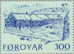 Stamp, Depil on Borooy, 1814, Faroe Islands,  , Agriculture, Farmhouses