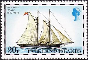 Stamp, Foam 1963-1972, Falkland Islands,  , Ships