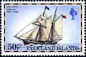 Stamp, Amelia 1852-1854, Falkland Islands,  , Ships