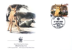 First Day Cover, Arabian Oryx (Oryx leucoryx), Jordan,  , WWF, Animals (Fauna)