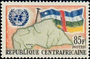 Stamp, Map and flag of Central African Republic, Central African Republic,  , Flags, Maps, Symbols