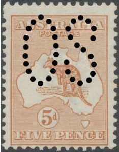 Stamp, Kangaroo and Map, Perforated OS, Australia,  , Mammals, Kangaroos, Animals (Fauna)