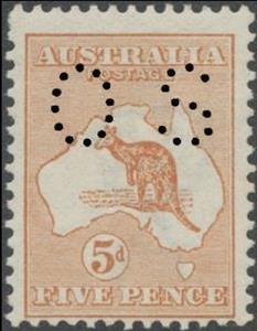 Stamp, Kangaroo and Map, Perforated OS, Australia,  , Mammals, Kangaroos, Animals (Fauna)