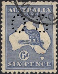 Stamp, Kangaroo and Map, Perforated OS, Australia,  , Maps, Mammals