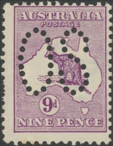 Stamp, Kangaroo and Map, Perforated OS, Australia,  , Mammals, Kangaroos, Animals (Fauna)