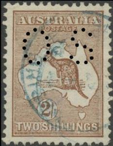 Stamp, Kangaroo and Map, Perforated OS, Australia,  , Maps, Mammals, Animals (Fauna)