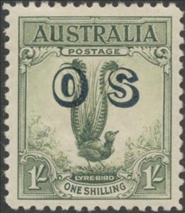 Stamp, Superb Lyrebird (Menura novaehollandiae), Overprinted OS, Australia,  , Birds, Animals (Fauna)