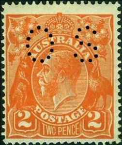 Stamp, Punctured OS, Australia,  